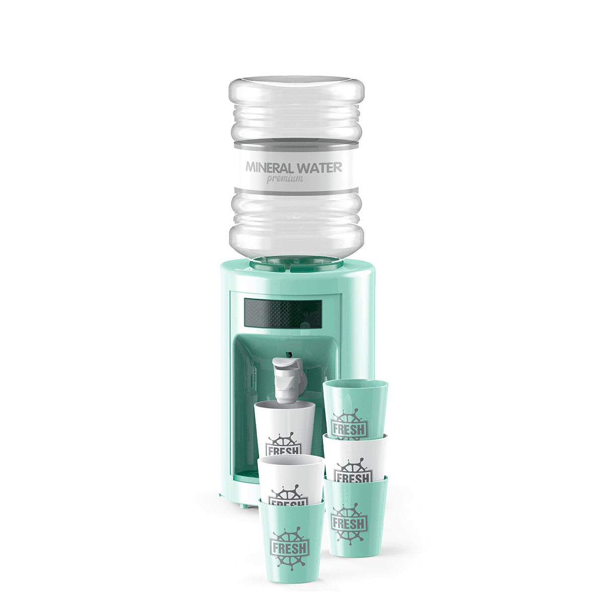 בר מים עם כוסות ירוק | Water Dispenser With Cups Green
