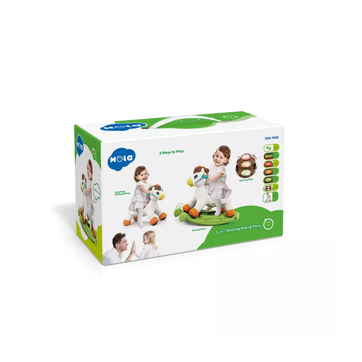 סוס רכיבה ונדנדה הולה טויס צבעוני | Hola Toys 2in1 Rocking & Riding Pony Colorful