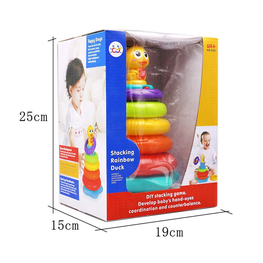 מגדל טבעות ברווז עם קשת וענן הולה טויס | Hola Toys Little Rainbow Duck Stacking Toy