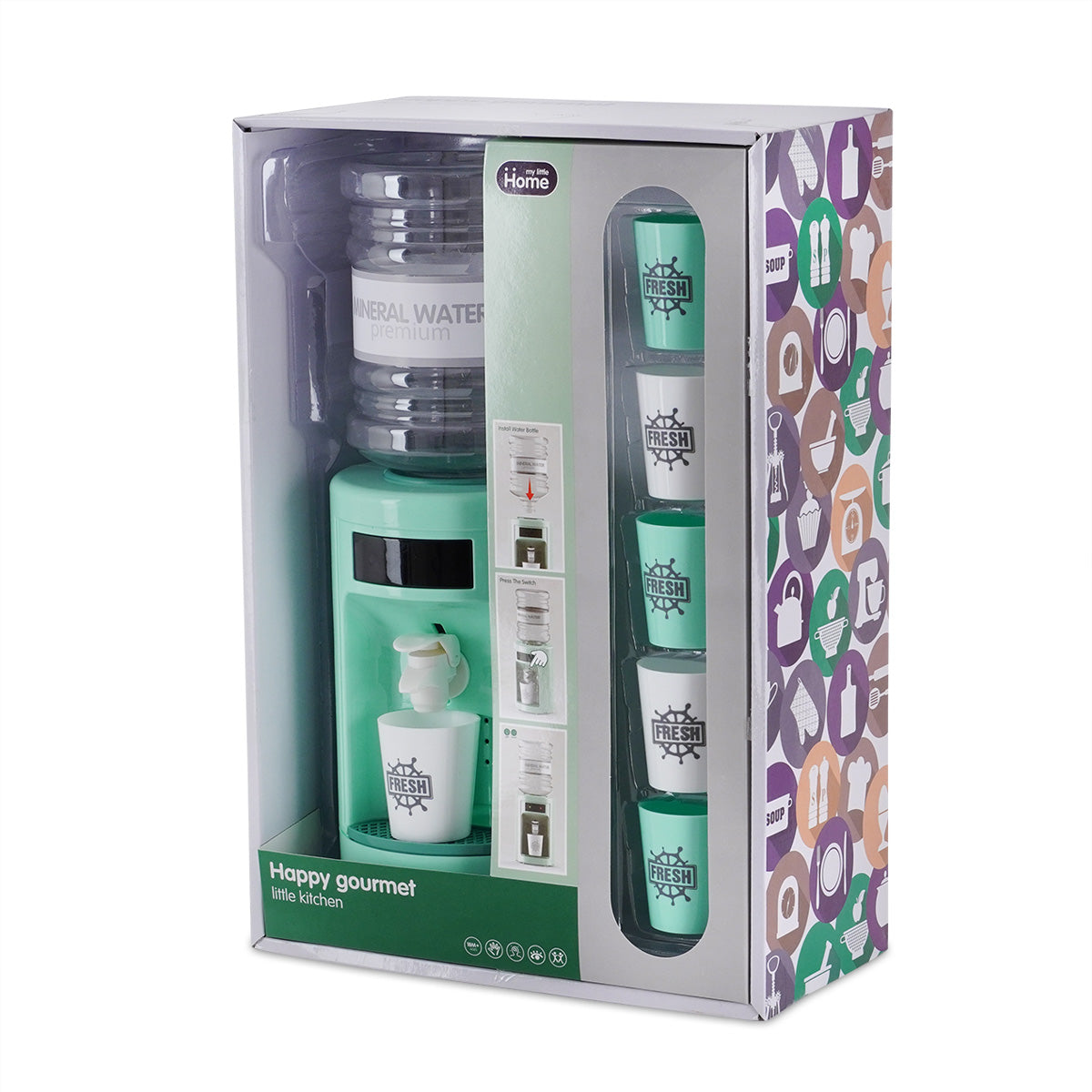בר מים עם כוסות ירוק | Water Dispenser With Cups Green