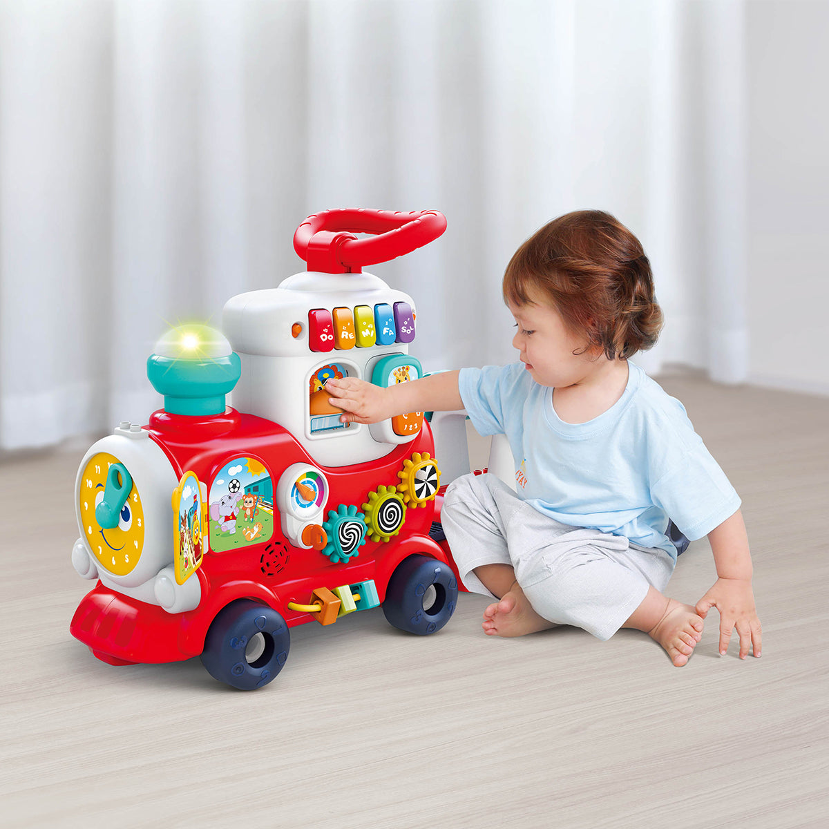 רכבת רכיבה/דחיפה הולה טויס צבעוני | Hola Toys 4in 1 Smart Learning Push & Ride Train Colorful