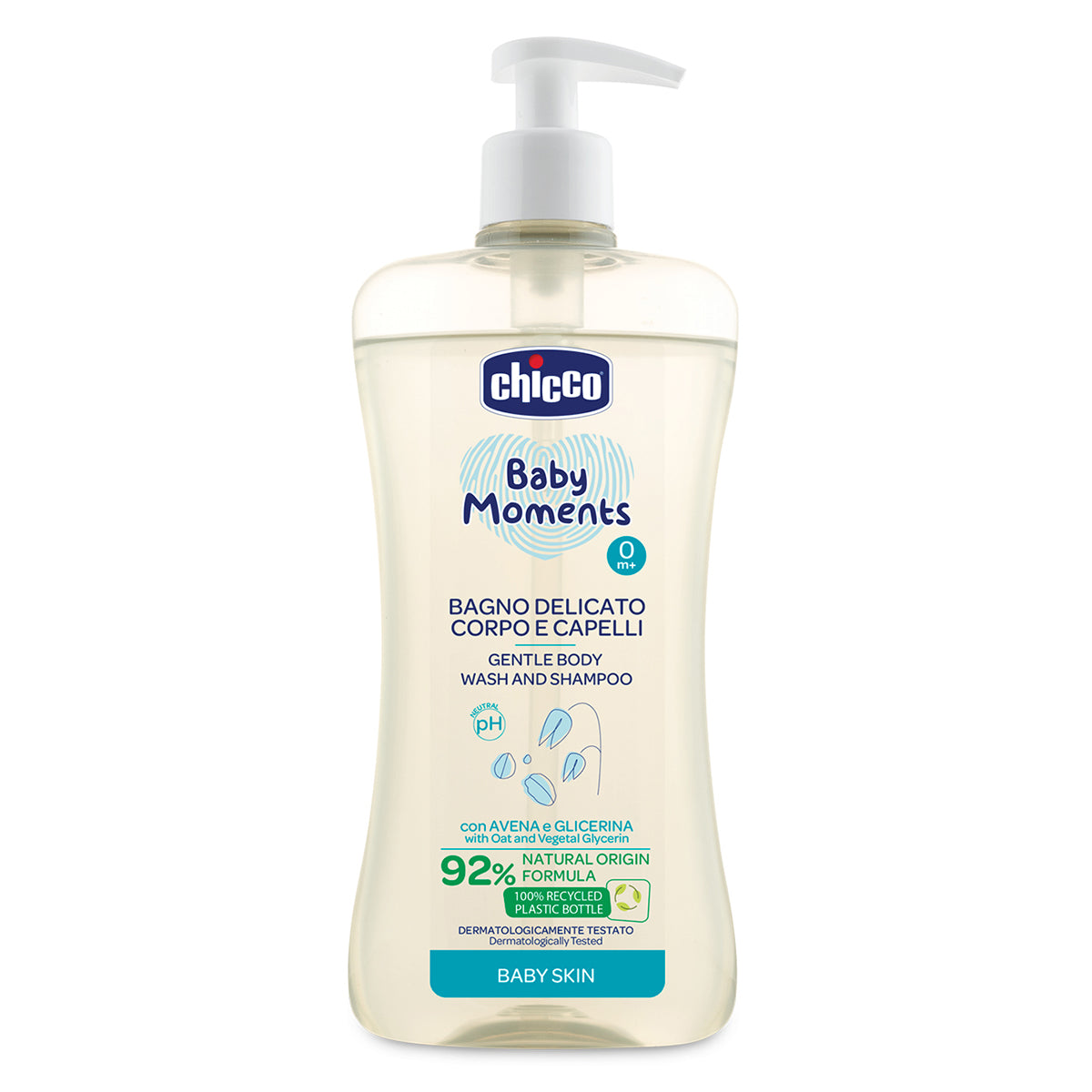 סבון גוף ושמפו עדין צ'יקו בייבי מומנטס 500 מ"ל | Chicco Baby Moments Gentle Body wash and Shampoo