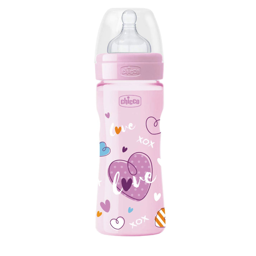 בקבוק צ'יקו וולביאינג כחול 250 מ"ל 2M+ | Chicco Well Being Feeding Bottle 250 ml