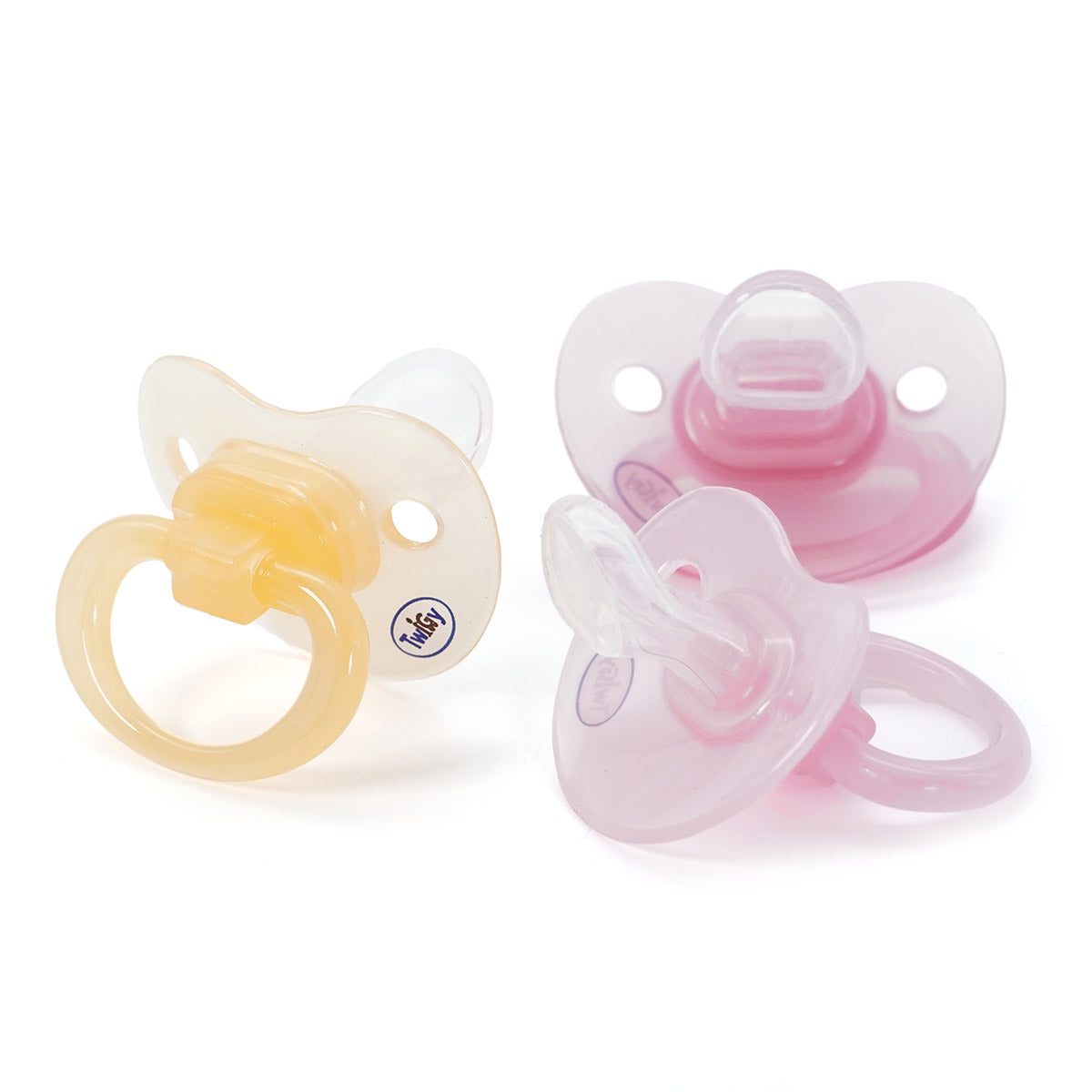שלישיית מוצצי סיליקון טווגי 6+ ורוד/כתום | Flawlesse™ Silicone Pacifier Large