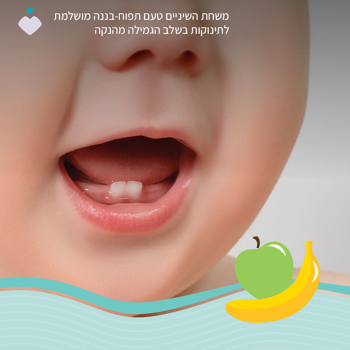 משחת שיניים לתינוקות 6-24M צ'יקו בטעם תפוח בננה 50 מ"ל | Chicco Toothpaste Apple-Banana