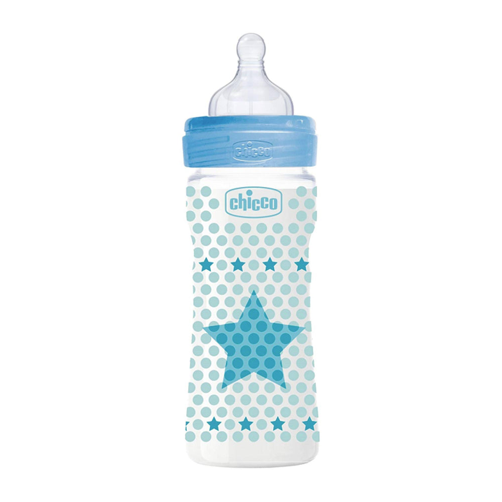 בקבוק צ'יקו וולביאינג כחול 250 מ"ל 2M+ | Chicco Well Being Feeding Bottle 250 ml