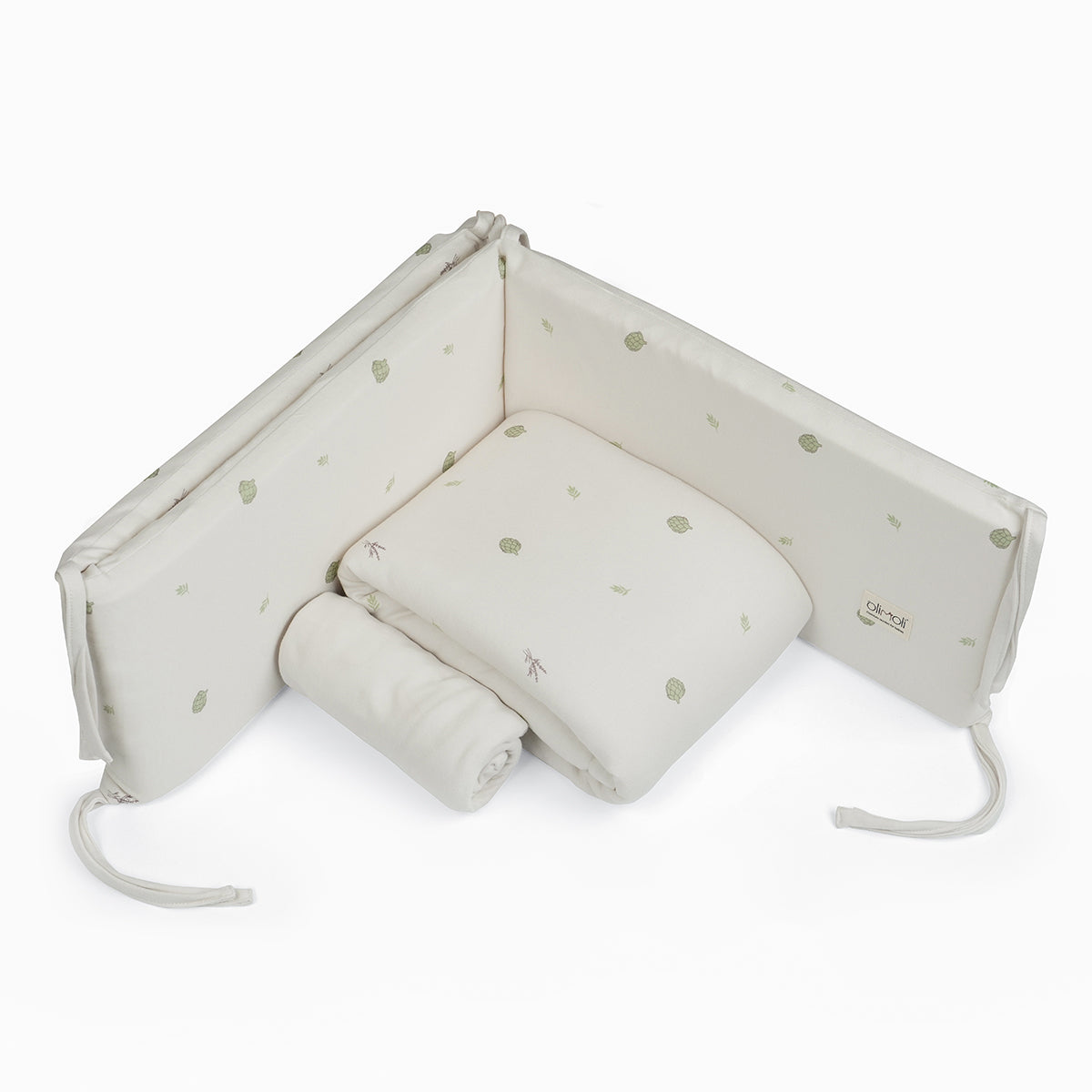 סט מצעים לעריסה אולימולי ליין ארטישוק | Olimoli Artichoke Baby Crib Set