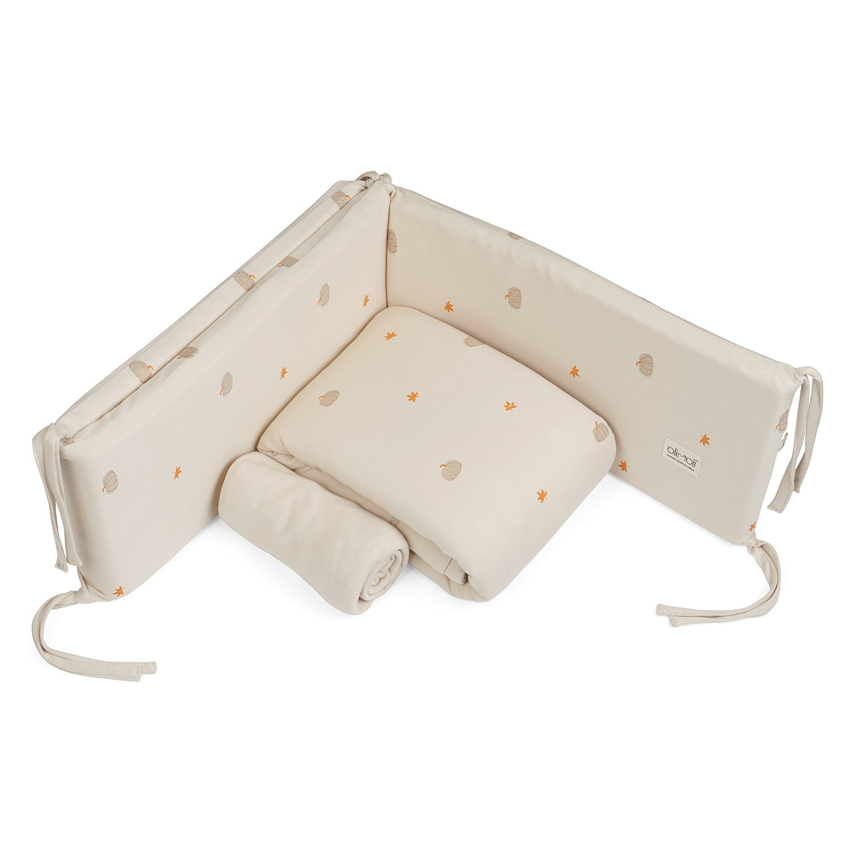 סט מצעים לעריסה אולימולי ליין דלעת | Olimoli Pumpkin Mood Baby Crib Set