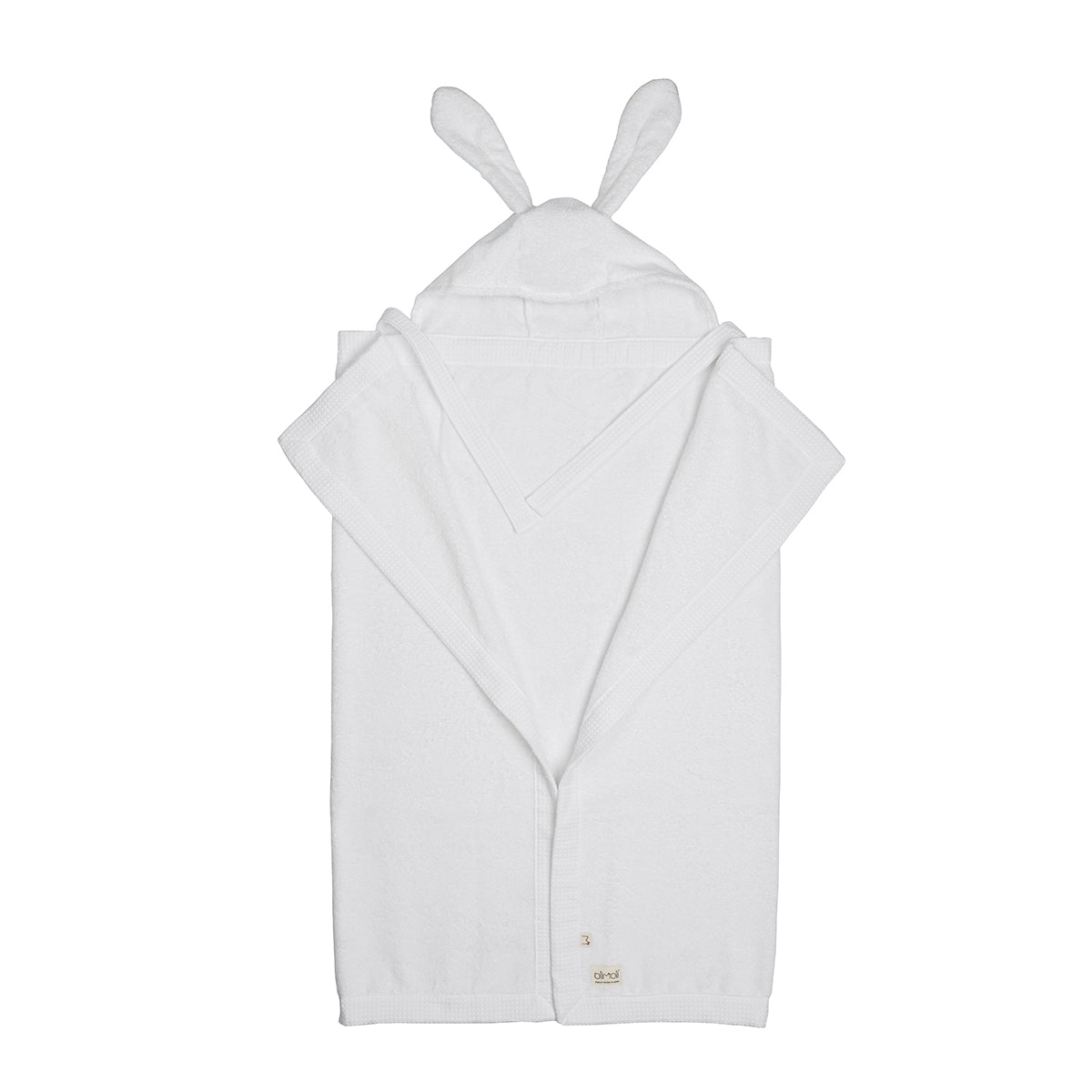 מגבת קשירה  L אולימולי  ליין שבלול לבן בוהק | Olimoli Snail Hooded Towel with Straps 115X85 cm Bright White