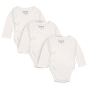 מארז שלישיית בגדי גוף אולימולי חלק לבן 0-3 | Olimoli Baby Body Suit 3 PCS