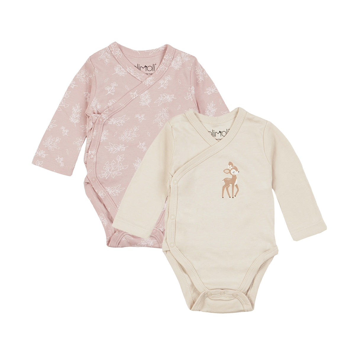 מארז זוג בגדי גוף אולימולי מודפס בנות NB | Olimoli Baby Body Suit 2 PCS