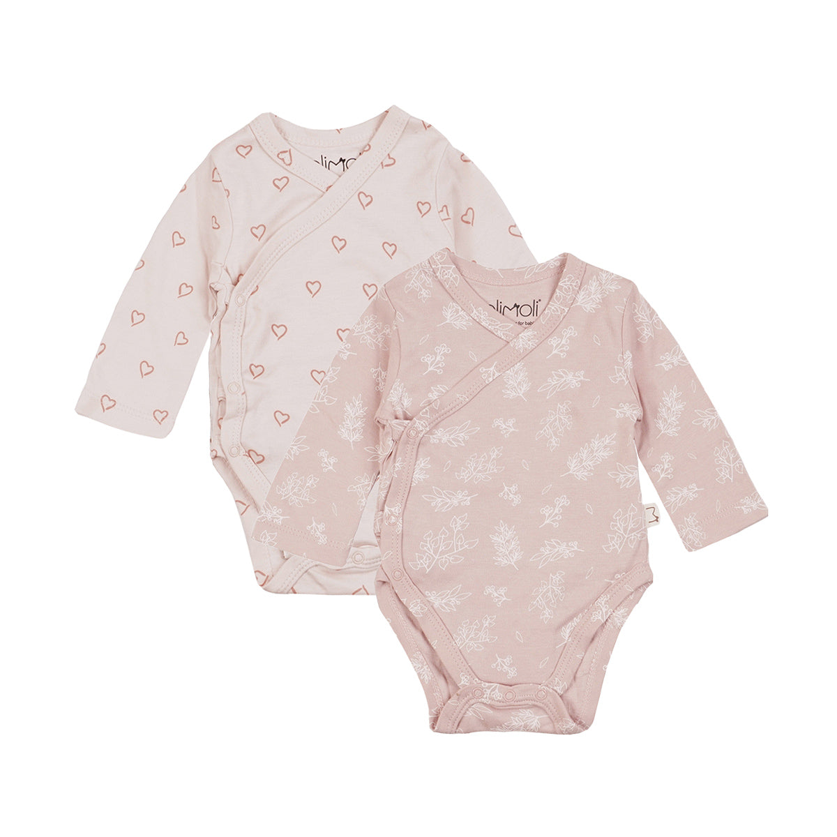 מארז זוג בגדי גוף אולימולי מודפס בנות 0-3 | Olimoli Baby Body Suit 2 PCS