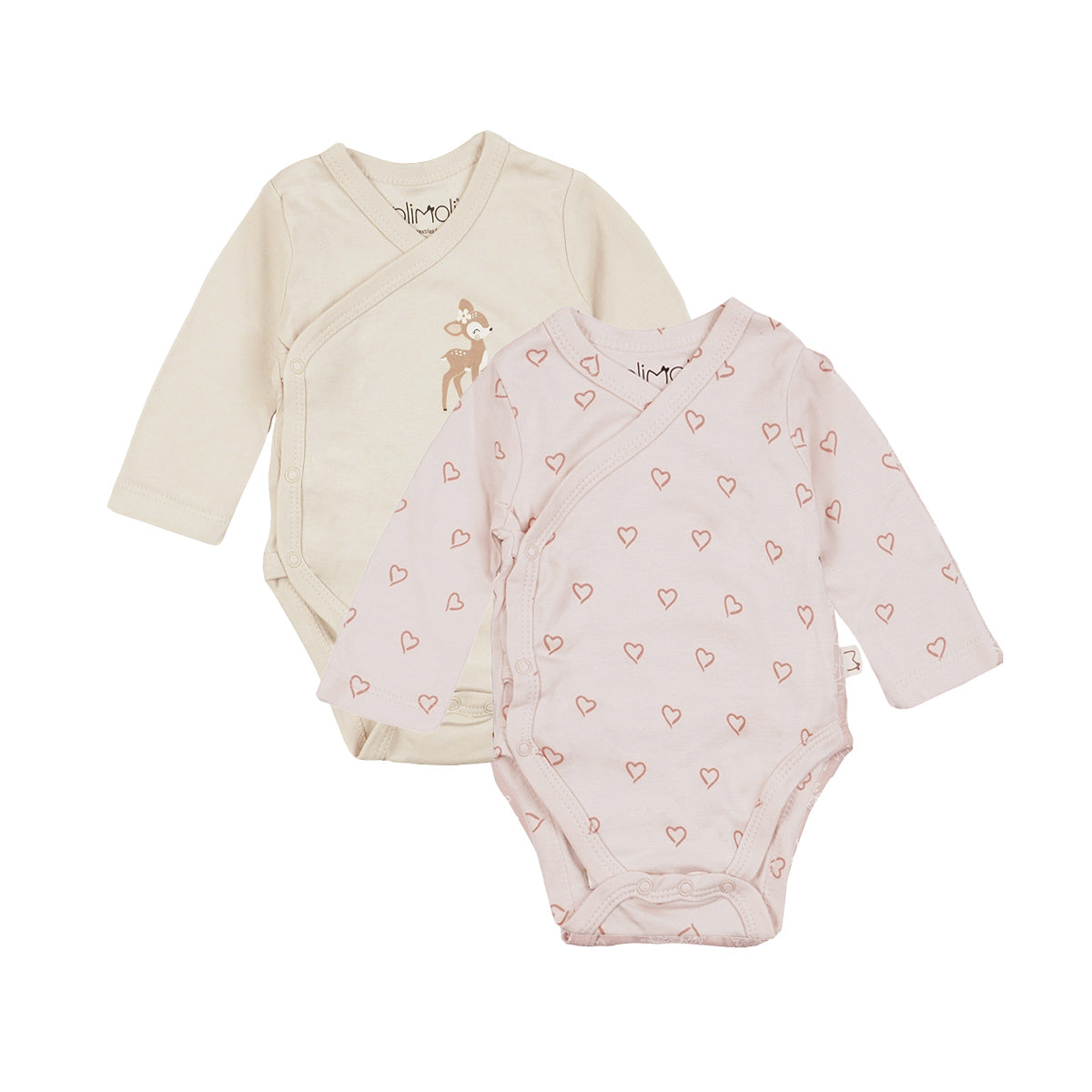 מארז זוג בגדי גוף אולימולי מודפס בנות 0-3 | Olimoli Baby Body Suit 2 PCS