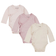 מארז שלישיית בגדי גוף אולימולי חלק בנות 0-3 | Olimoli Baby Body Suit 3 PCS