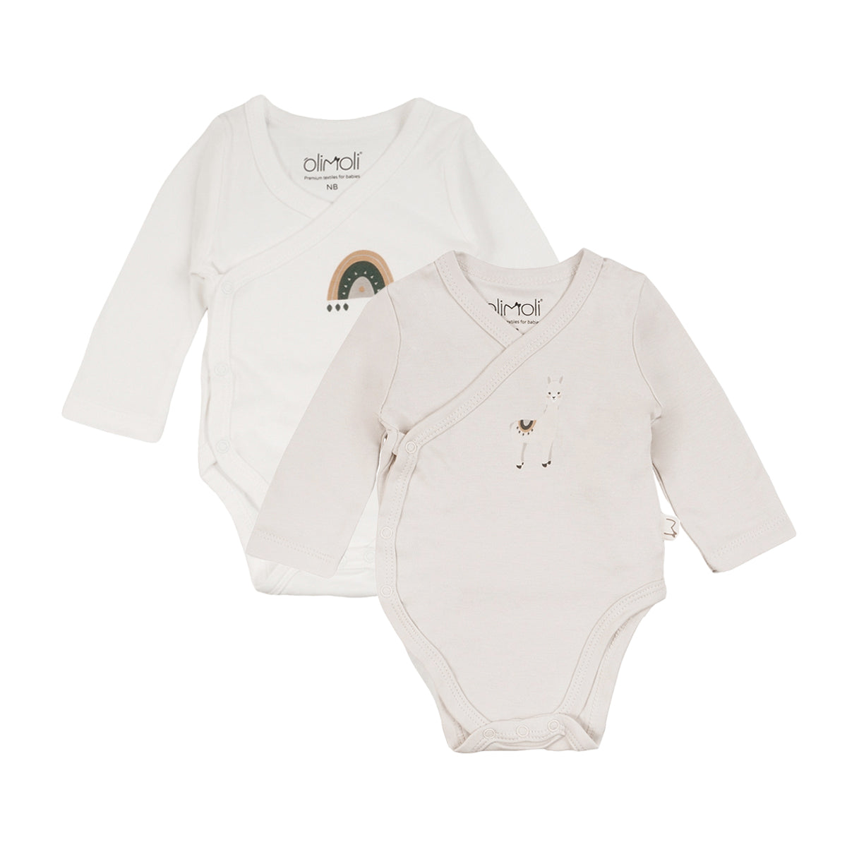 מארז זוג בגדי גוף אולימולי מודפס יוניסקס NB | Olimoli Baby Body Suit 2 PCS
