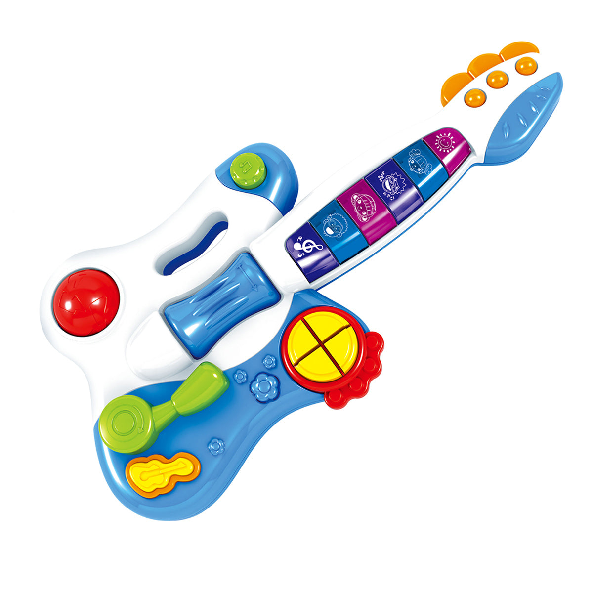 גיטרה מוסיקלית האנגר כחול/לבן | Huanger Musical & Light Guitar Blue/White