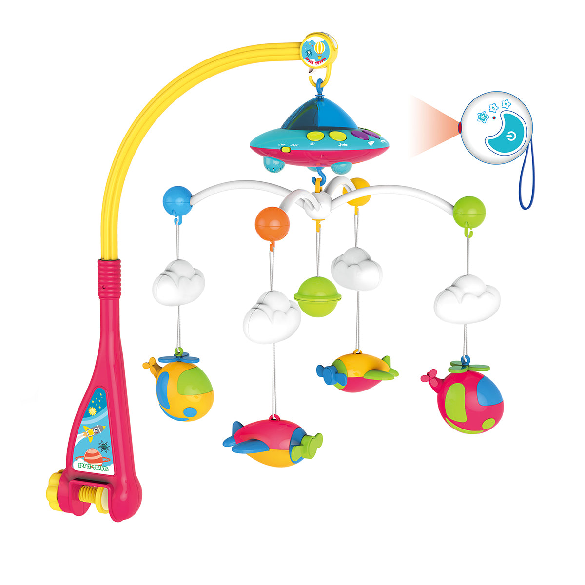 מובייל חללית האנגר אדום/צהוב | Huanger Spaceship Cot MobileRed/Yellow