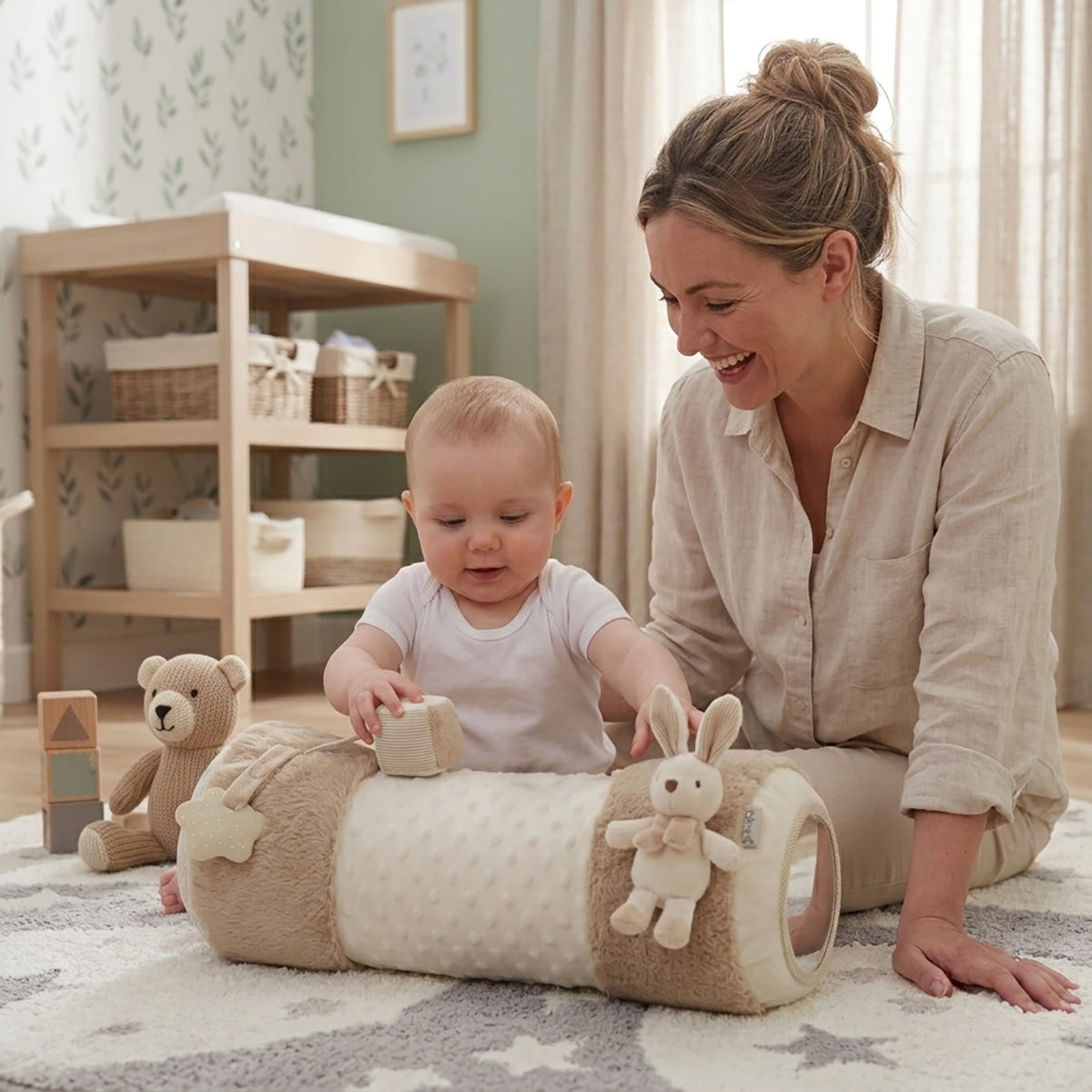 כרית התפתחות לתינוק ארנב אולימולי | Olimoli Tummy Time Pillow Rabbit