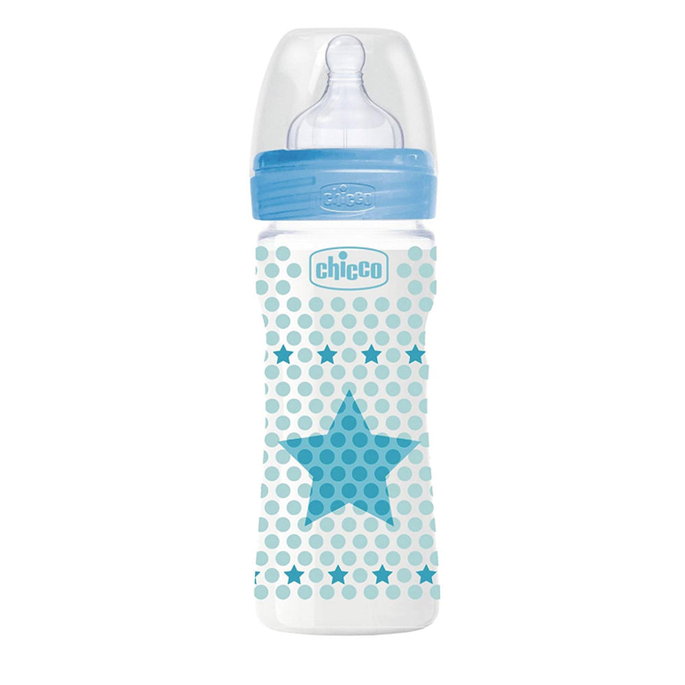 בקבוק צ'יקו וולביאינג כחול 250 מ"ל 2M+ | Chicco Well Being Feeding Bottle 250 ml