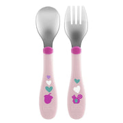 סט מזלג וכפית צ'יקו ורוד | Chicco Metal Cutlery +18M Pink