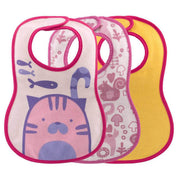 שלישיית סינרים צ'יקו ורוד/כתום | Chicco Weaning Bib +6M 3 Pcs Pink/Orange