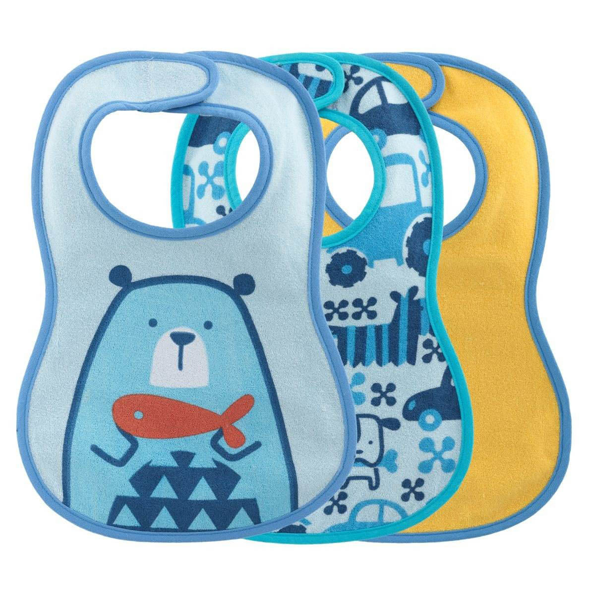 שלישיית סינרים צ'יקו כחול/כתום | Chicco Weaning Bib +6M 3 Pcs Blue/Orange