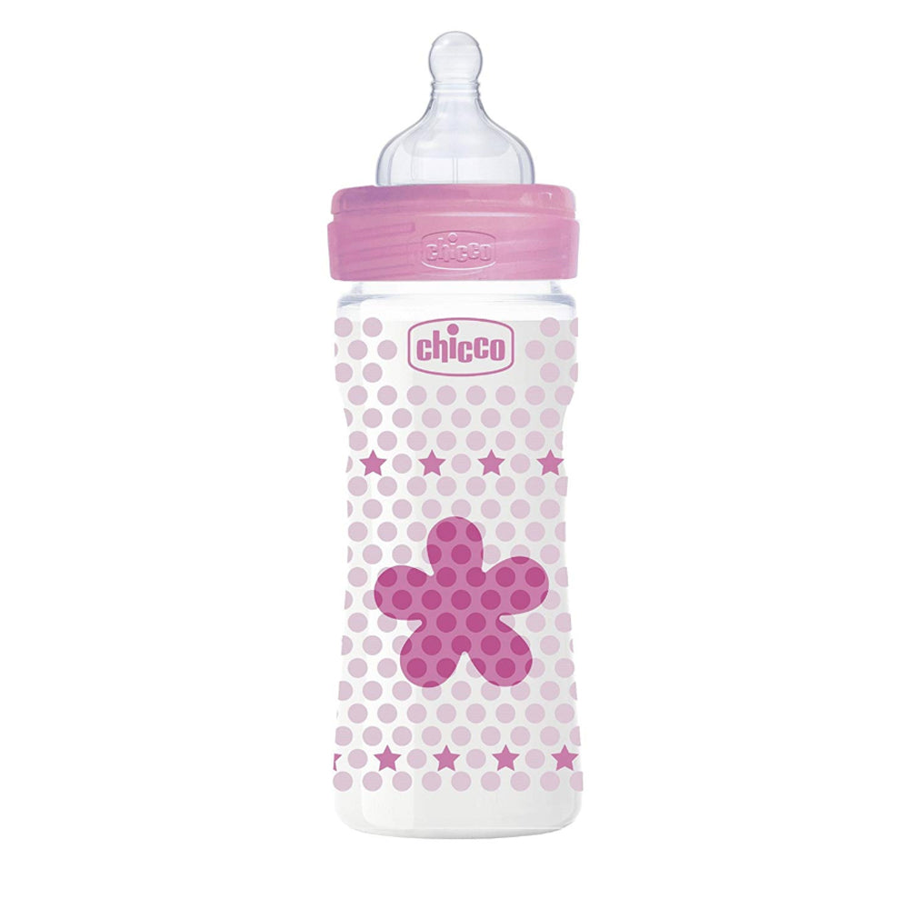 בקבוק צ'יקו וולביאינג ורוד 250 מ"ל 2M+ | Chicco Well Being Feeding Bottle 250 ml