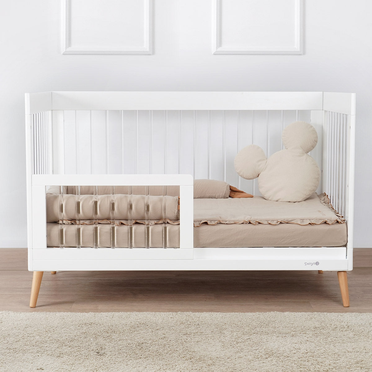 מגן למיטת תינוק דייניז אמנדה לבן/אקריל | Dainy's Bed Rail Amanda White/Acrylic