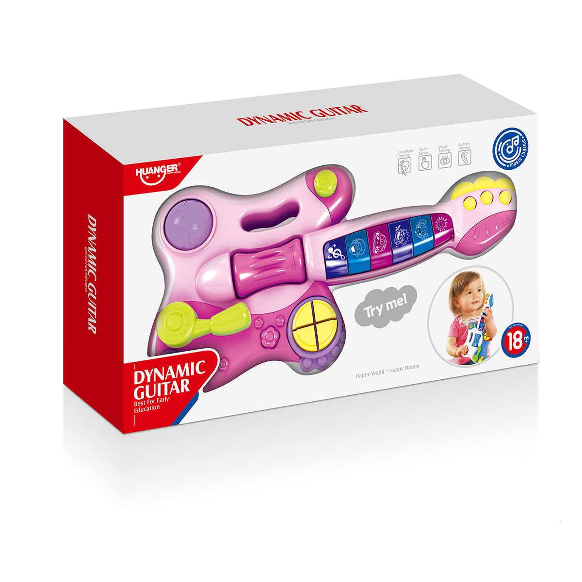 גיטרה מוסיקלית האנגר כחול/לבן | Huanger Musical & Light Guitar Blue/White
