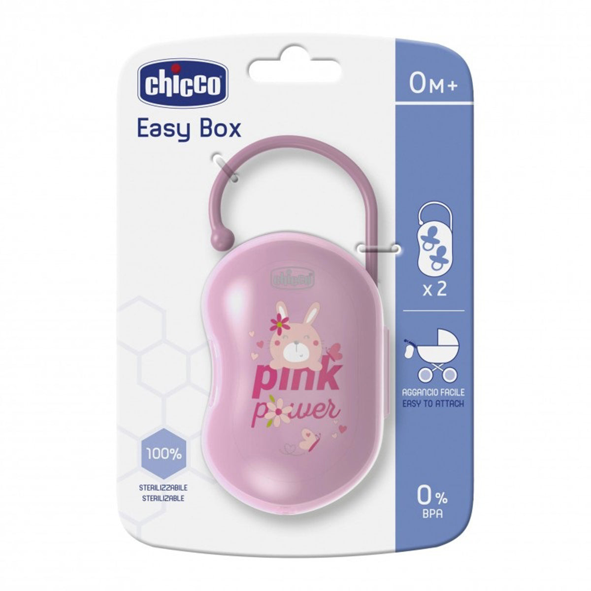 קופסא לזוג מוצצים צ'יקו ורוד בהיר | Chicco Soother Holder For 2 Soothers  Light Pink