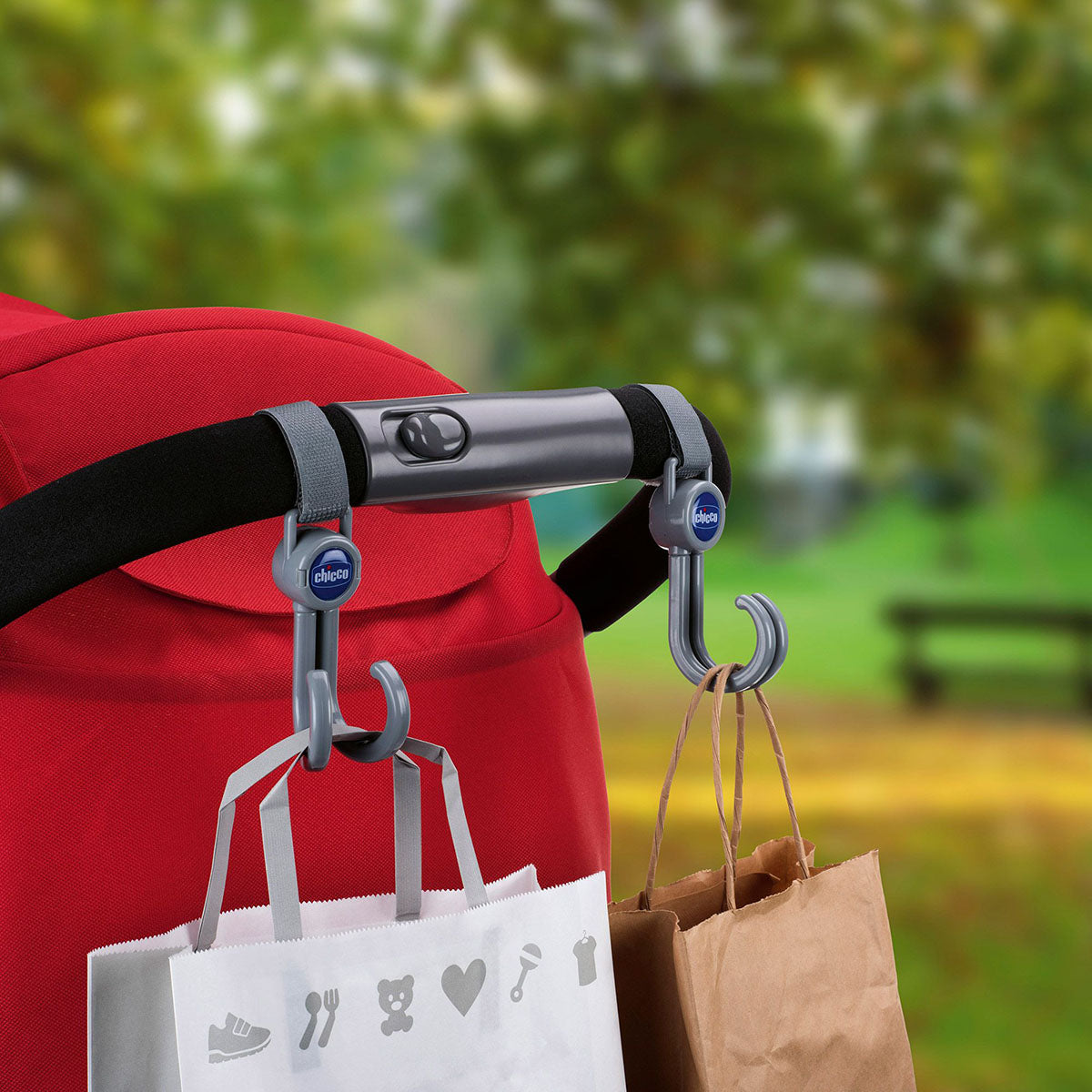 זוג מתלים לעגלה צ'יקו אפור | Chicco Universal Double Hook for Strollers Grey