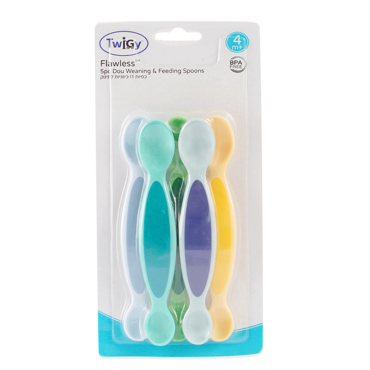מארז 5 כפיות דו כיווניות טוויגי סגול ורוד | Twigy Flawless™ 5pc Duo Weaning & Feeding Spoons Purple Pink