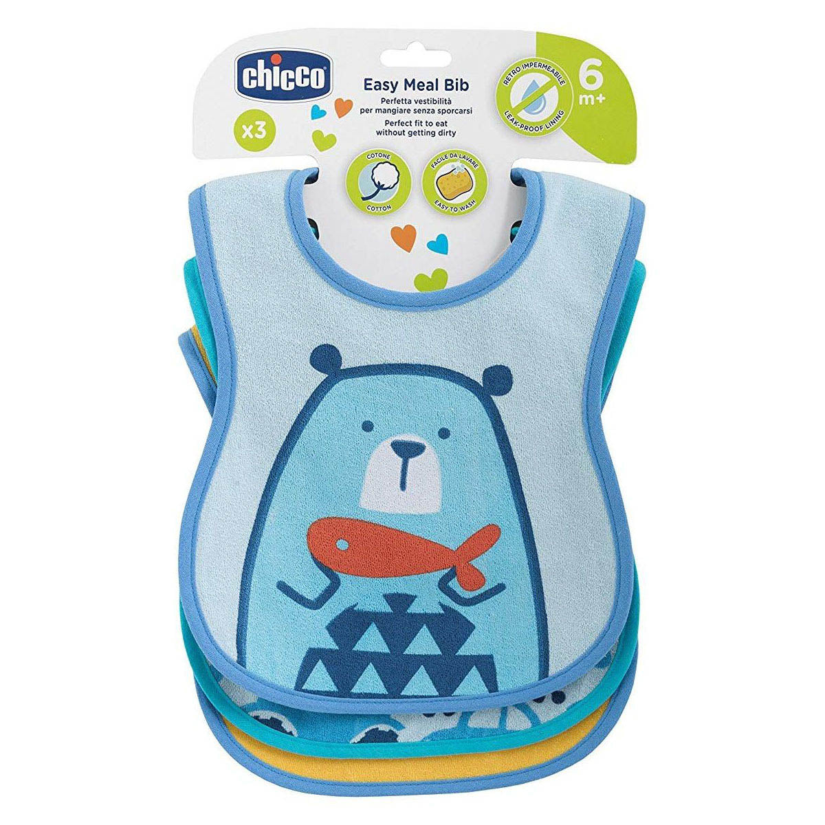 שלישיית סינרים צ'יקו ורוד/כתום | Chicco Weaning Bib +6M 3 Pcs Pink/Orange