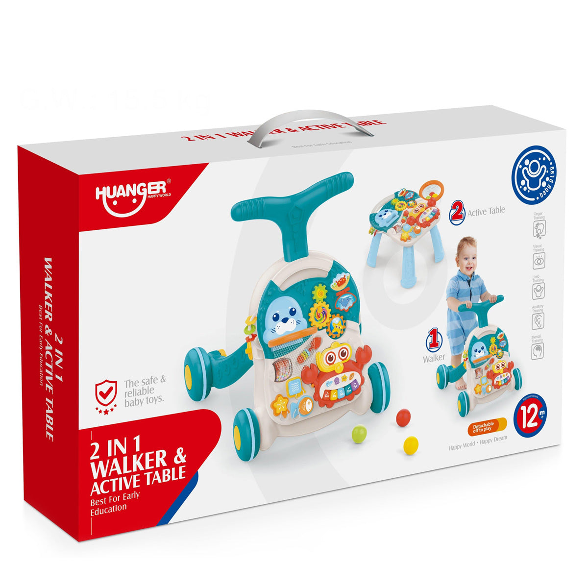 הליכון לתינוק האנגר 2 ב-1 כתום | Huanger 2in1 baby walker Orange