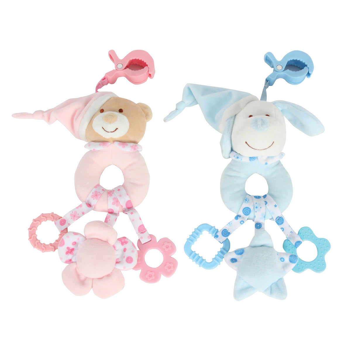 רעשן טוויגי עם תפסן תכלת פסטל | Twigy Soft Touch™ Rattle with Clip Blue pastel