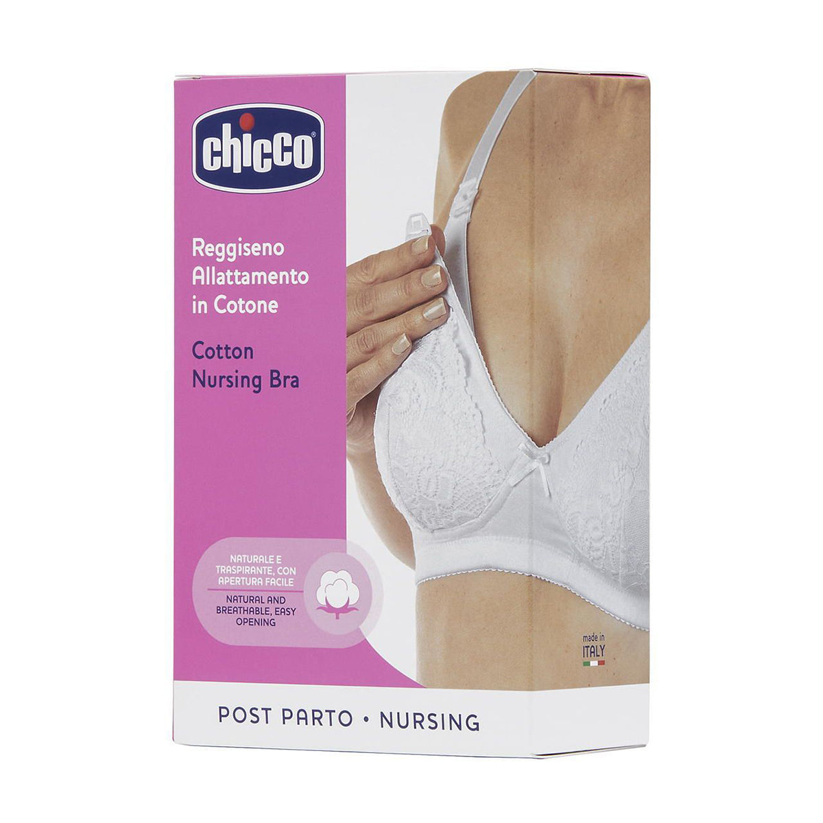 חזיית הנקה כותנה צ'יקו צבע לבן עם תחרה D95 | Nursing Cotton Bra Chicco White