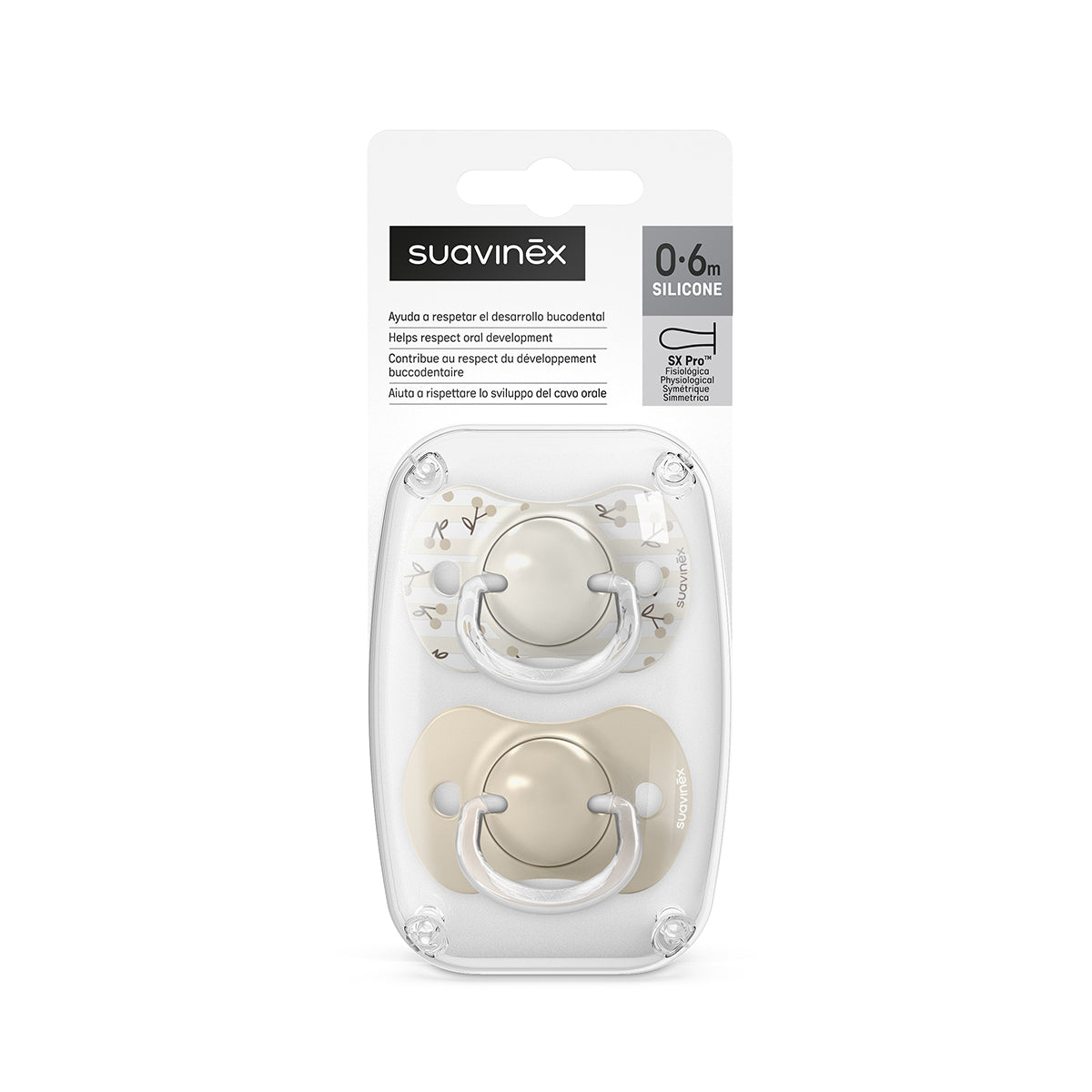 זוג מוצצים סובינקס  0-6 בז' | Suavinex Birdies Beige