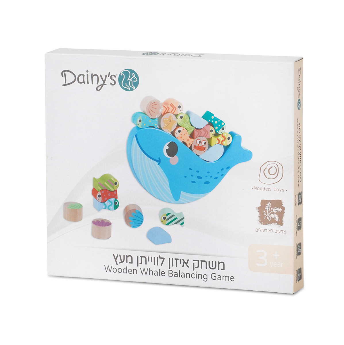 משחק איזון לוויתן מעץ דייניז | Dainy's Wooden Whale Balancing Game