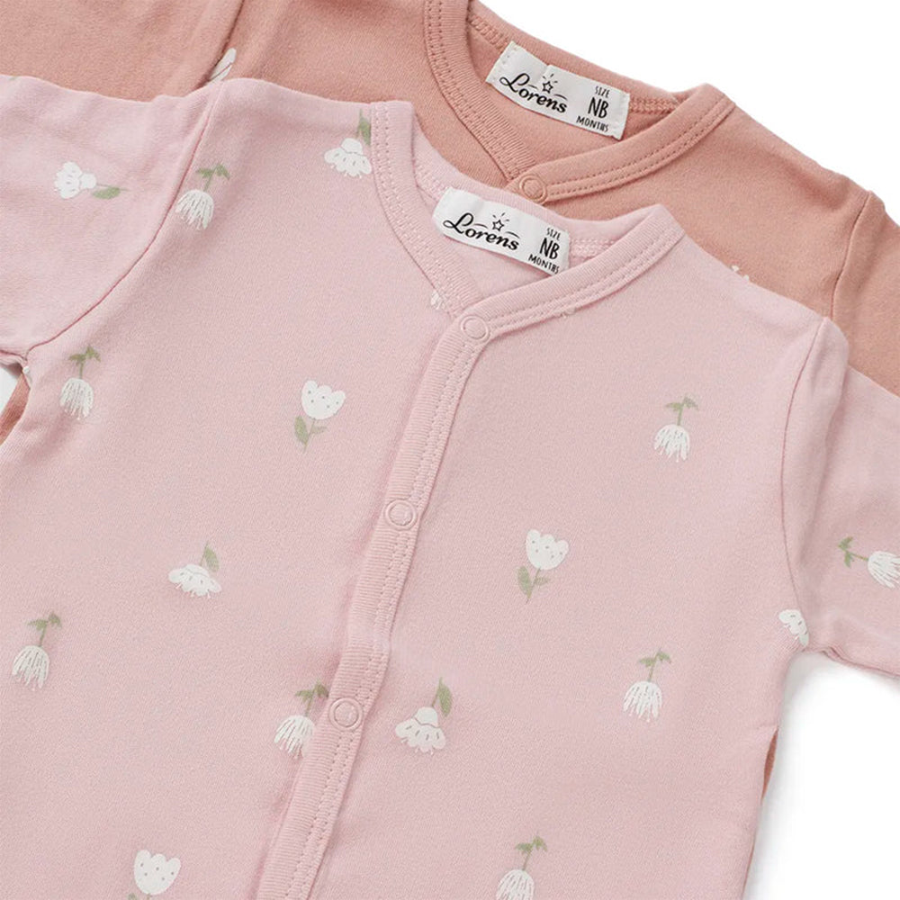 מארז זוג אוברולים לורנס פרחוני טריקו NB | Lorens Flowers and Love