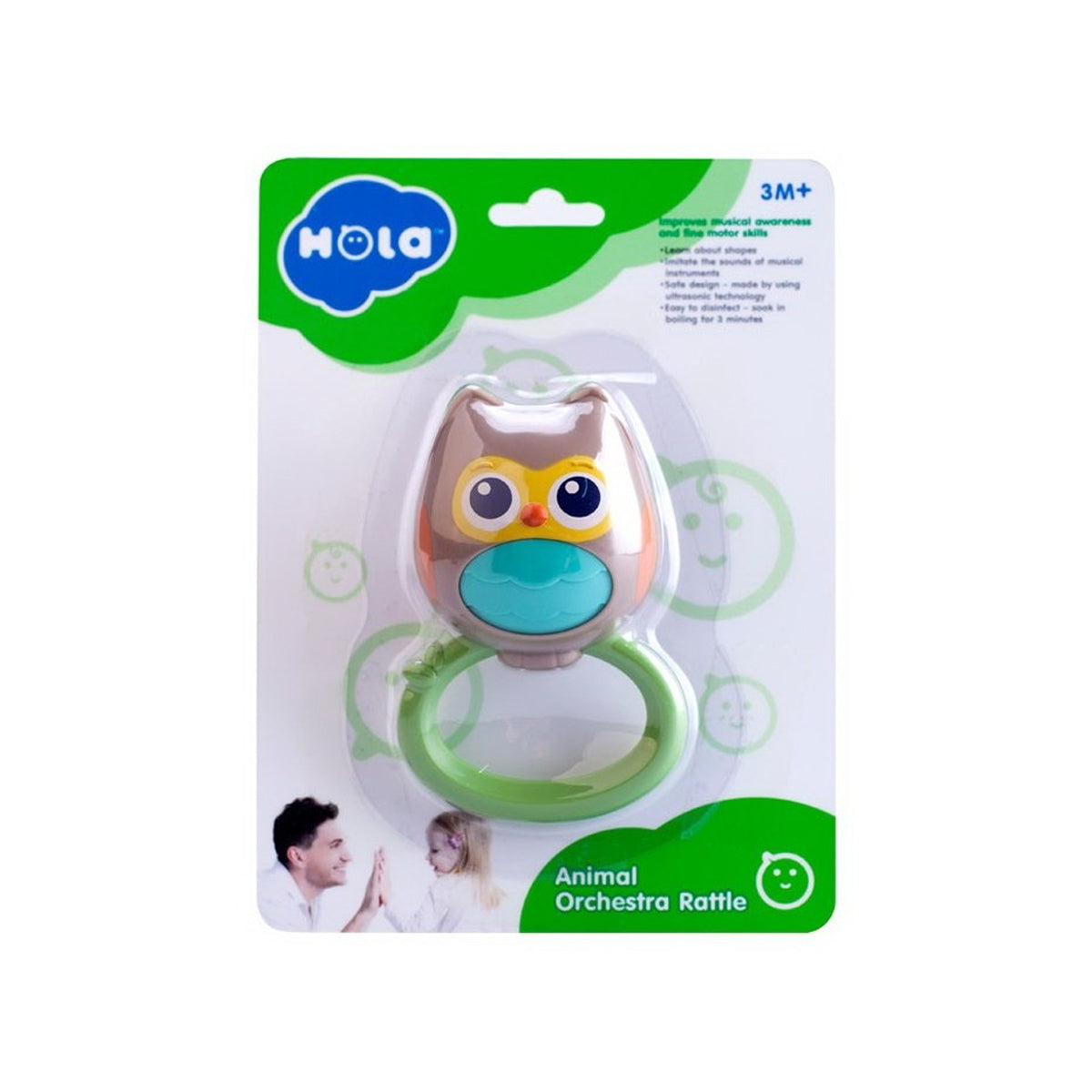 נשכן הולה טויס תזמורת בעלי חיים ינשוף | Hola Toys Animal Orchestra Rattle Owl