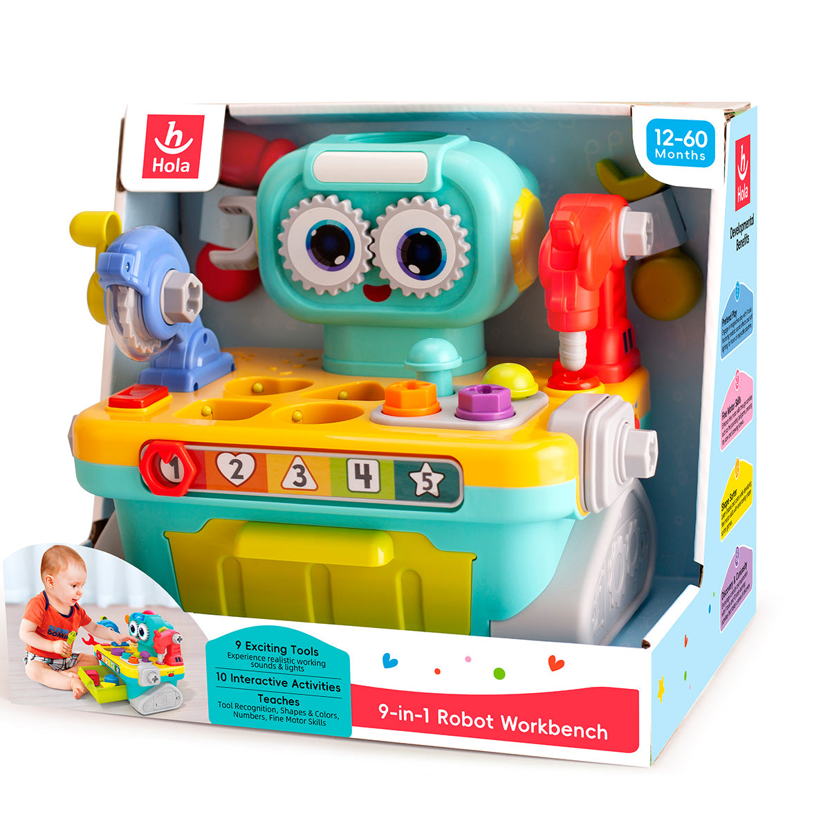 שולחן עבודה רובוטי 9 ב-1 הולה טויס | Hola Toys 9-in-1 Robot Workbench