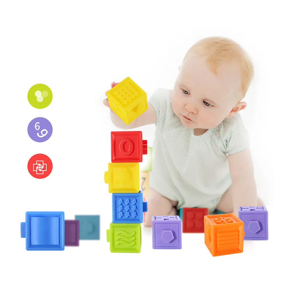 סט קוביות חישה האנגר 12 יח’ | Huanger Soft Plastic Toys 12 pcs Colorful