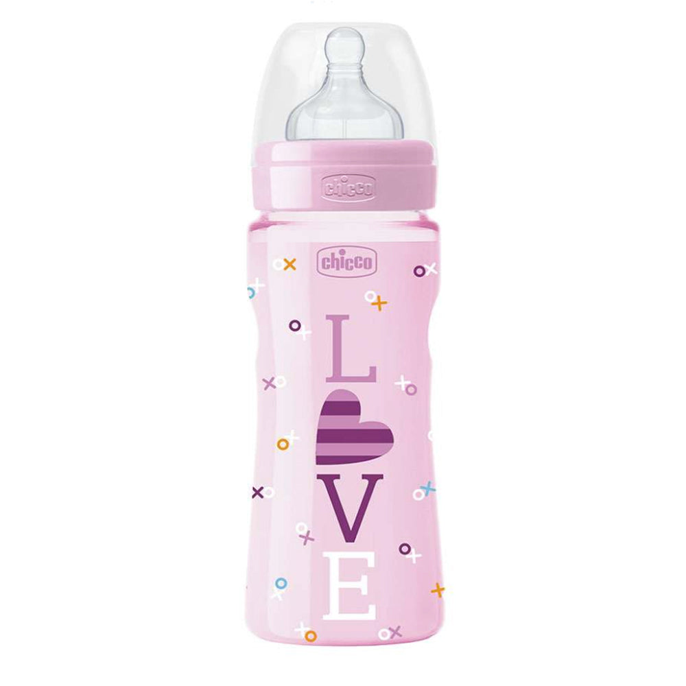 בקבוק צ'יקו וולביאינג אפור 330 מ"ל 4M+ | Chicco Well Being Feeding Bottle 330 ml