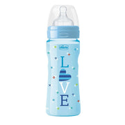 בקבוק צ'יקו וולביאינג 330 מ"ל תכלת 4M+  | Chicco Well Being Feeding Bottle 330 ml
