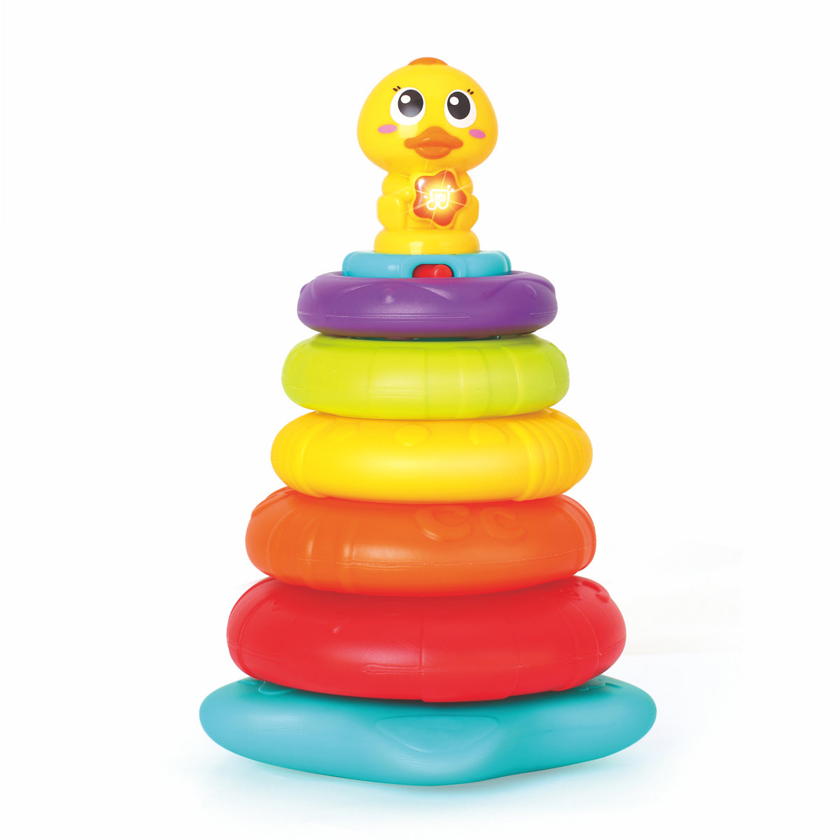 מגדל טבעות ברווז עם קשת וענן הולה טויס | Hola Toys Little Rainbow Duck Stacking Toy