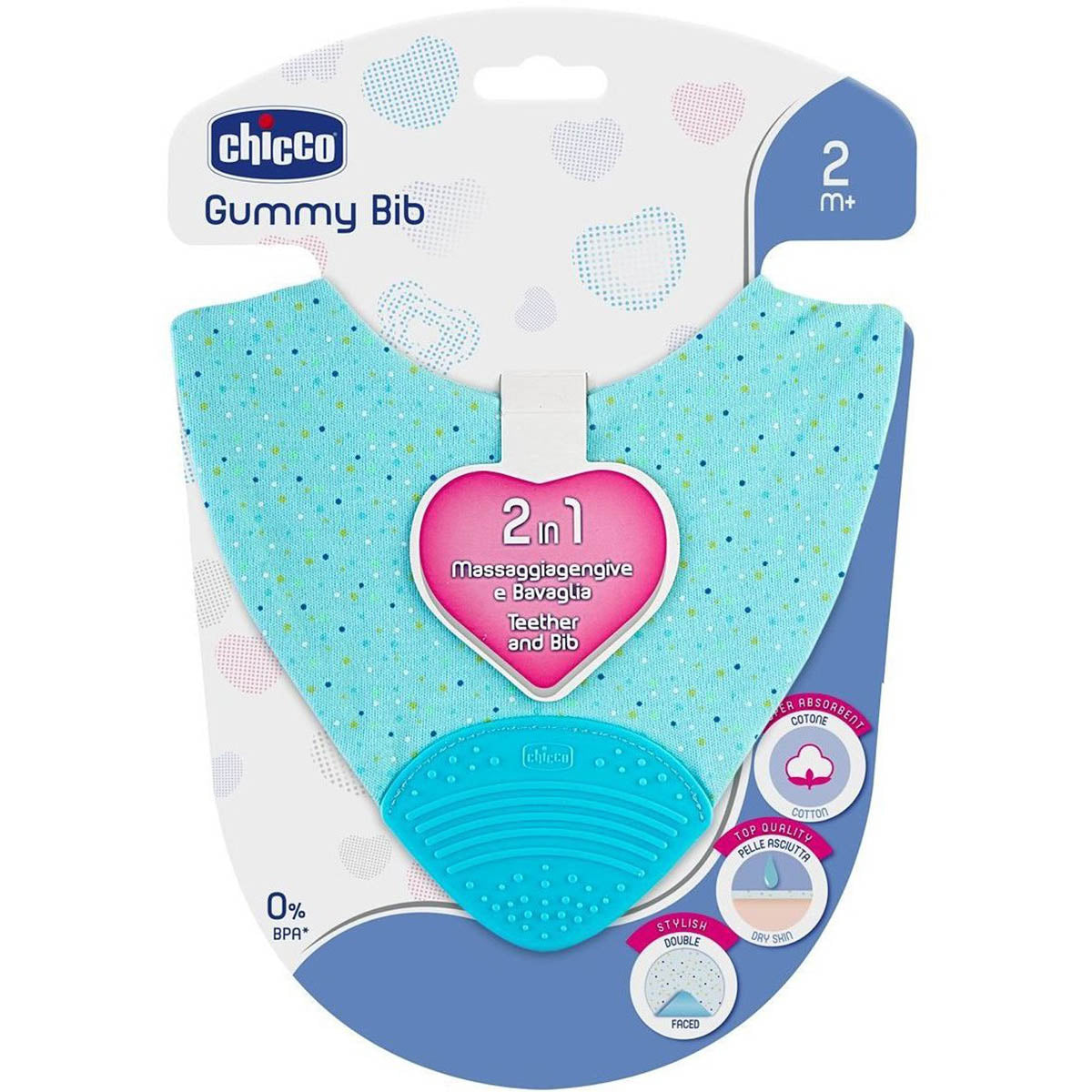 סינר עם נשכן גומי צ'יקו כחול  | Chicco Gummy Bib Teether Blue