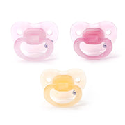 שלישיית מוצצי סיליקון טווגי 6+ ורוד/כתום | Flawlesse™ Silicone Pacifier Large