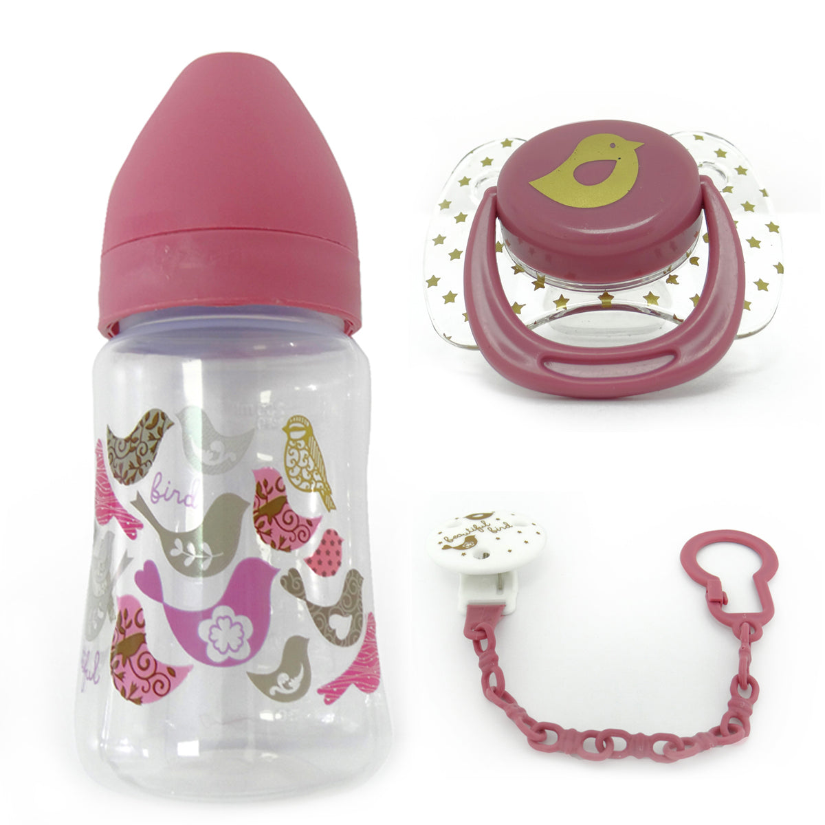 סט בקבוק + מוצץ + מחזיק מוצץ ירוק טוויגי | Twigy  Feeding Bottle + Soother + Soother Clip Set Green