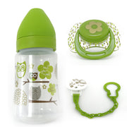 סט בקבוק + מוצץ + מחזיק מוצץ ירוק טוויגי | Twigy  Feeding Bottle + Soother + Soother Clip Set Green