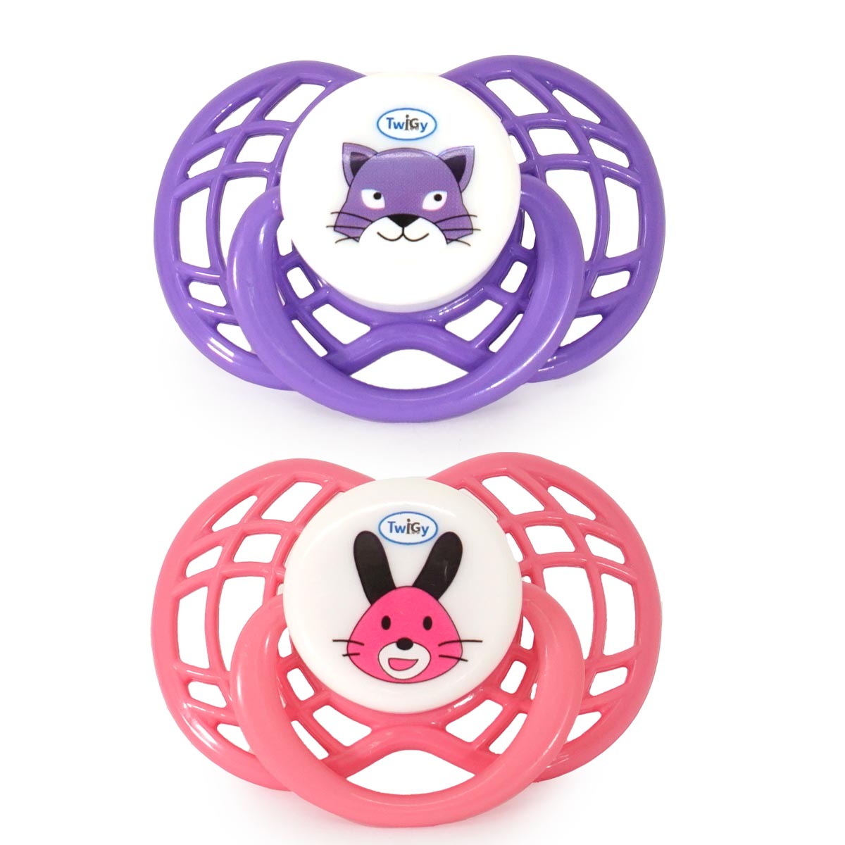 זוג מוצצי סיליקון 18-36 ורוד/סגול | Flawless™ Air 2 pc Silicone Pacifier in Case Months Pink/Purple